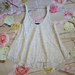 AE cream lace swing tank top